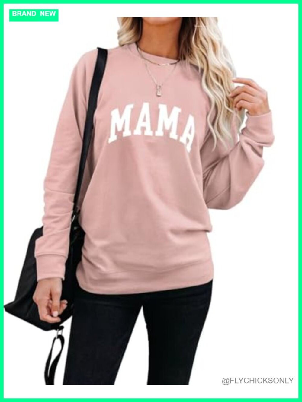 LEEDYA Women Long Sleeve Mama Sweatshirt Crew Neck Loose Pullover Top